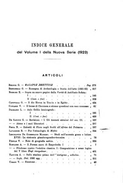 Rivista di filologia e d'istruzione classica