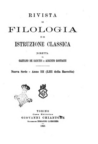 Rivista di filologia e d'istruzione classica