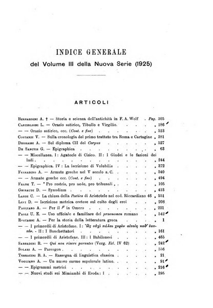 Rivista di filologia e d'istruzione classica