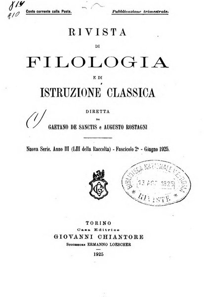 Rivista di filologia e d'istruzione classica