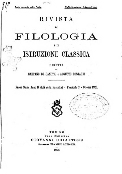 Rivista di filologia e d'istruzione classica