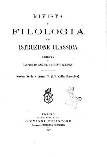 Rivista di filologia e d'istruzione classica