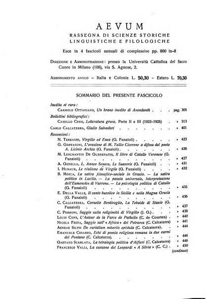 Aevum rassegna di scienze storiche, linguistiche e filologiche