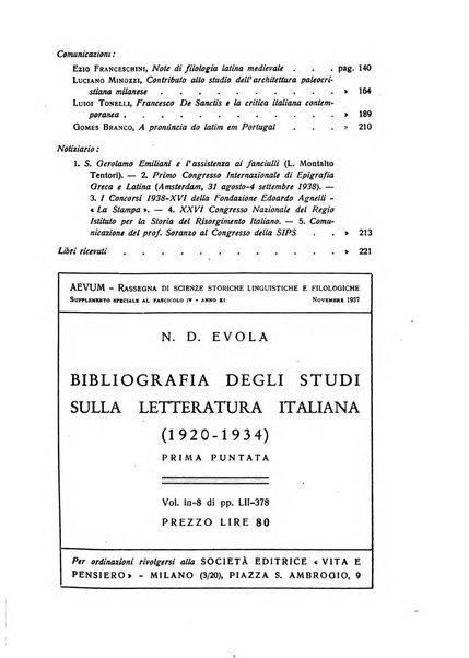 Aevum rassegna di scienze storiche, linguistiche e filologiche