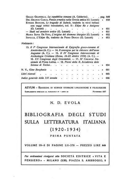 Aevum rassegna di scienze storiche, linguistiche e filologiche