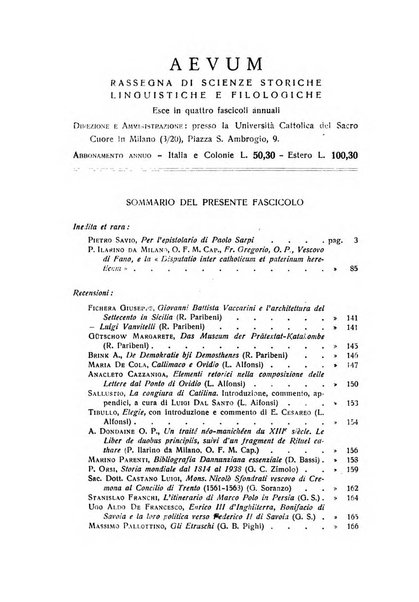 Aevum rassegna di scienze storiche, linguistiche e filologiche