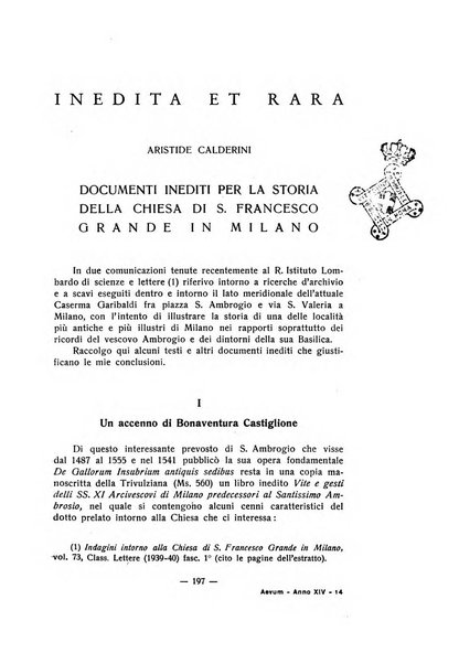 Aevum rassegna di scienze storiche, linguistiche e filologiche