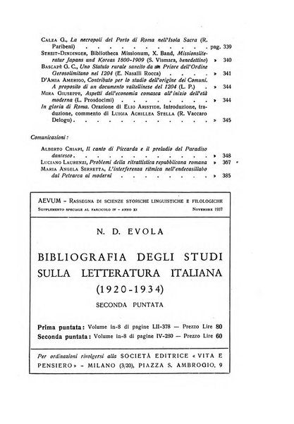 Aevum rassegna di scienze storiche, linguistiche e filologiche