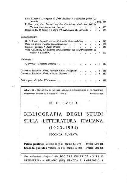 Aevum rassegna di scienze storiche, linguistiche e filologiche