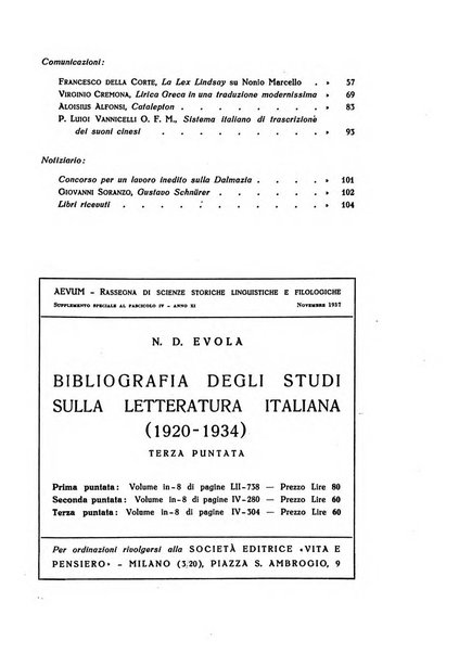 Aevum rassegna di scienze storiche, linguistiche e filologiche