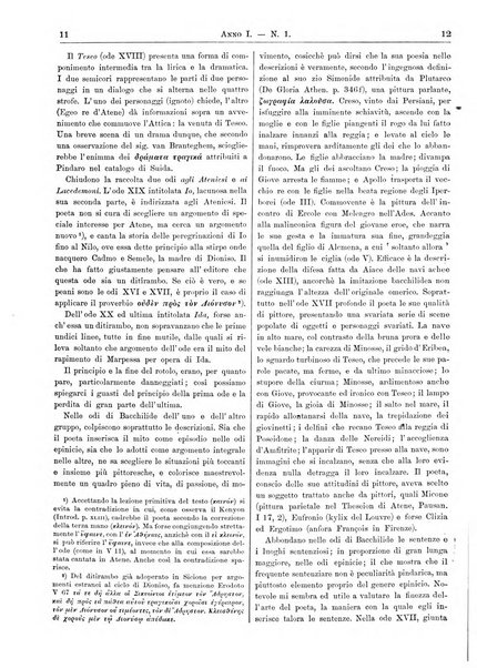 Atene e Roma bullettino della società italiana della diffusione e l'incoraggiamento degli studi classici