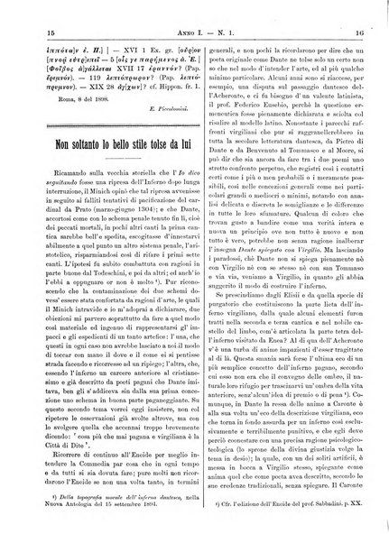 Atene e Roma bullettino della società italiana della diffusione e l'incoraggiamento degli studi classici