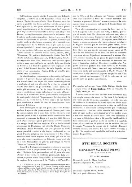 Atene e Roma bullettino della società italiana della diffusione e l'incoraggiamento degli studi classici