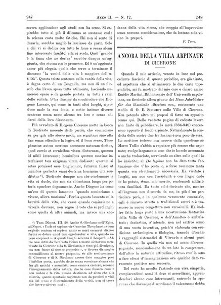 Atene e Roma bullettino della società italiana della diffusione e l'incoraggiamento degli studi classici