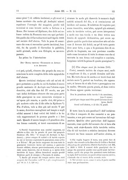 Atene e Roma bullettino della società italiana della diffusione e l'incoraggiamento degli studi classici