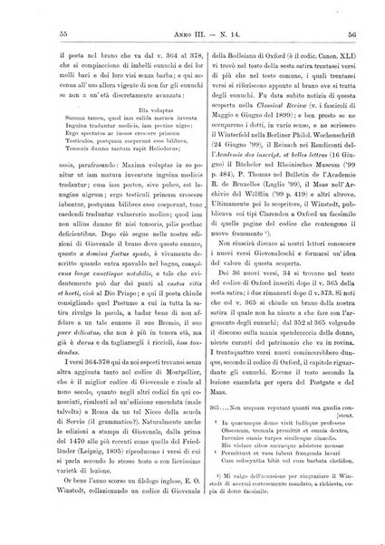 Atene e Roma bullettino della società italiana della diffusione e l'incoraggiamento degli studi classici