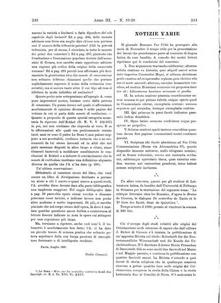 Atene e Roma bullettino della società italiana della diffusione e l'incoraggiamento degli studi classici