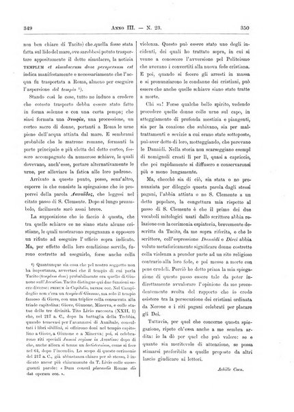 Atene e Roma bullettino della società italiana della diffusione e l'incoraggiamento degli studi classici