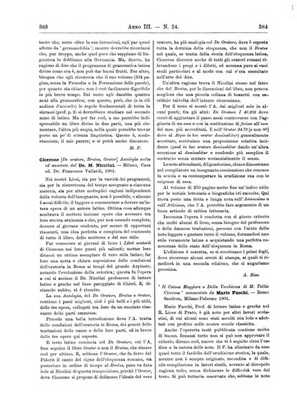 Atene e Roma bullettino della società italiana della diffusione e l'incoraggiamento degli studi classici