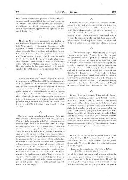 Atene e Roma bullettino della società italiana della diffusione e l'incoraggiamento degli studi classici