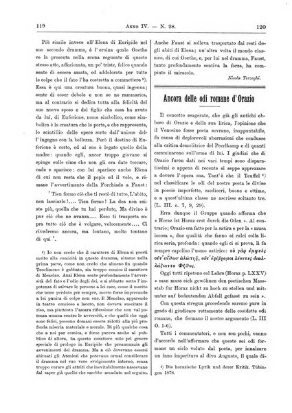 Atene e Roma bullettino della società italiana della diffusione e l'incoraggiamento degli studi classici