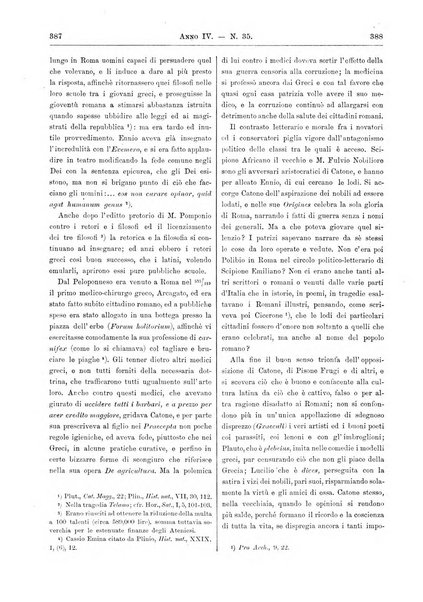 Atene e Roma bullettino della società italiana della diffusione e l'incoraggiamento degli studi classici