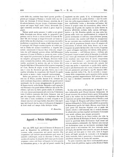 Atene e Roma bullettino della società italiana della diffusione e l'incoraggiamento degli studi classici