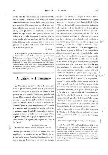 Atene e Roma bullettino della società italiana della diffusione e l'incoraggiamento degli studi classici