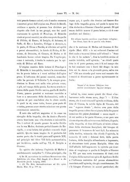 Atene e Roma bullettino della società italiana della diffusione e l'incoraggiamento degli studi classici