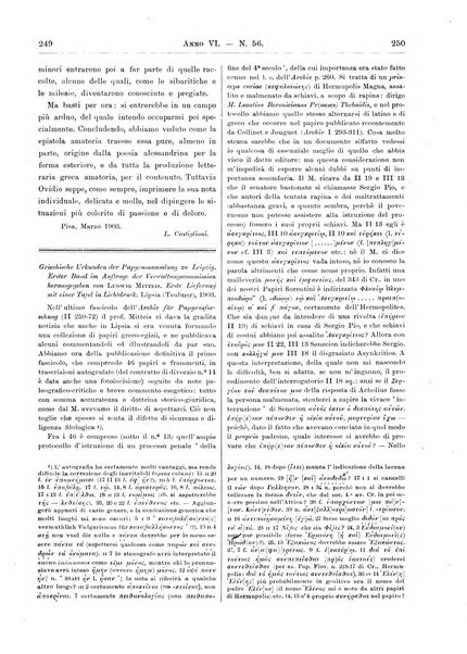 Atene e Roma bullettino della società italiana della diffusione e l'incoraggiamento degli studi classici