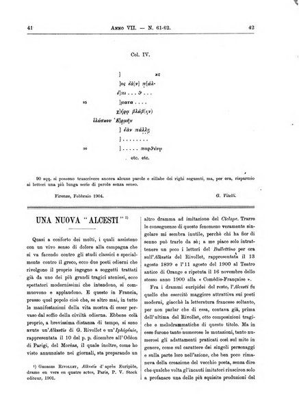 Atene e Roma bullettino della società italiana della diffusione e l'incoraggiamento degli studi classici