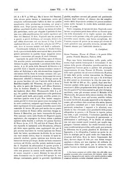 Atene e Roma bullettino della società italiana della diffusione e l'incoraggiamento degli studi classici