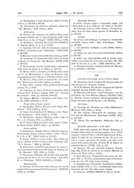 Atene e Roma bullettino della società italiana della diffusione e l'incoraggiamento degli studi classici