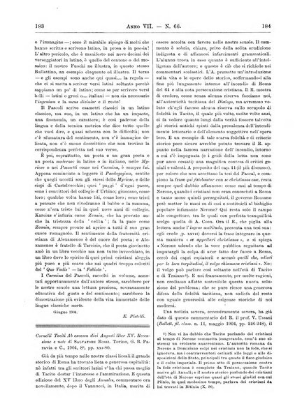 Atene e Roma bullettino della società italiana della diffusione e l'incoraggiamento degli studi classici