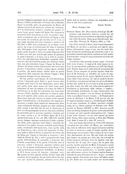 Atene e Roma bullettino della società italiana della diffusione e l'incoraggiamento degli studi classici