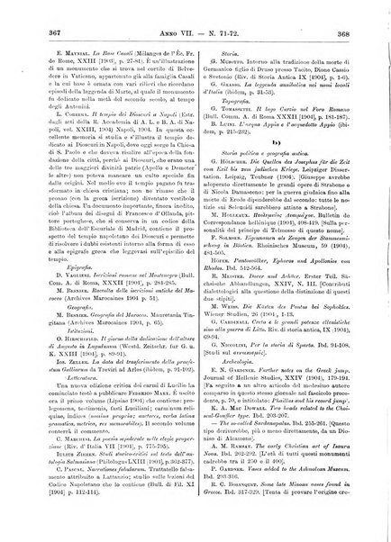 Atene e Roma bullettino della società italiana della diffusione e l'incoraggiamento degli studi classici