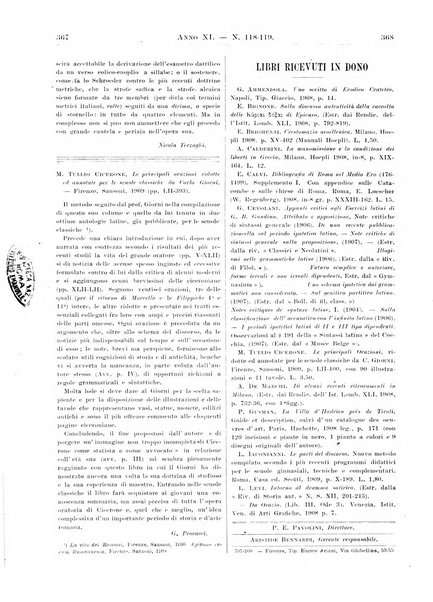 Atene e Roma bullettino della società italiana della diffusione e l'incoraggiamento degli studi classici