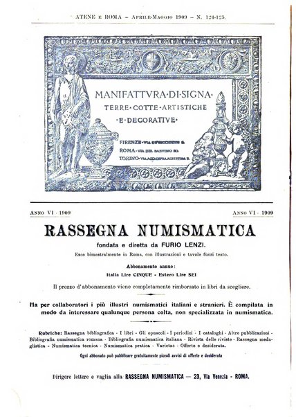 Atene e Roma bullettino della società italiana della diffusione e l'incoraggiamento degli studi classici