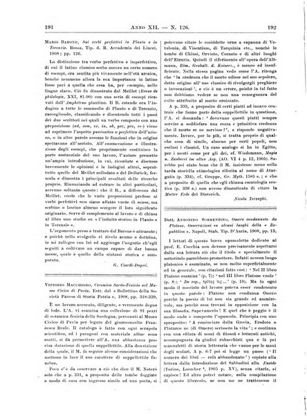 Atene e Roma bullettino della società italiana della diffusione e l'incoraggiamento degli studi classici