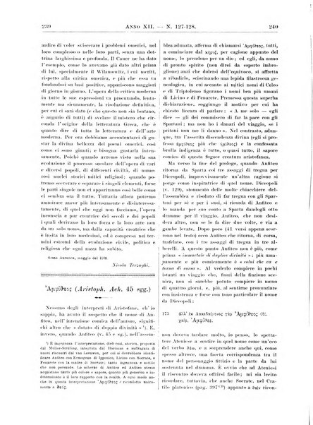 Atene e Roma bullettino della società italiana della diffusione e l'incoraggiamento degli studi classici