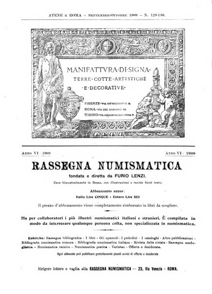 Atene e Roma bullettino della società italiana della diffusione e l'incoraggiamento degli studi classici