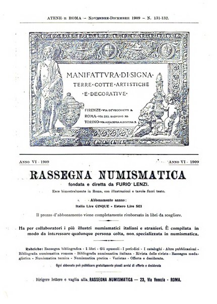 Atene e Roma bullettino della società italiana della diffusione e l'incoraggiamento degli studi classici