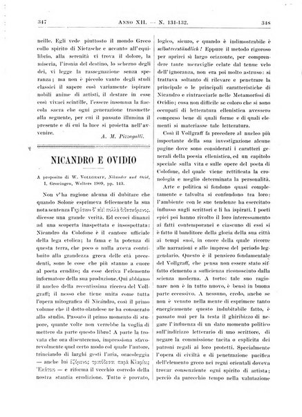 Atene e Roma bullettino della società italiana della diffusione e l'incoraggiamento degli studi classici