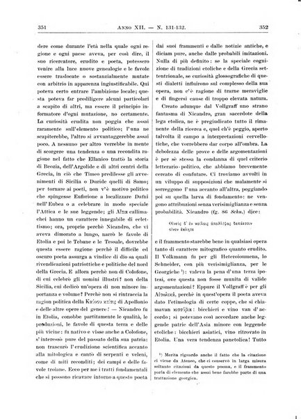 Atene e Roma bullettino della società italiana della diffusione e l'incoraggiamento degli studi classici