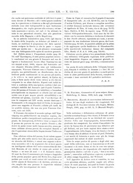 Atene e Roma bullettino della società italiana della diffusione e l'incoraggiamento degli studi classici