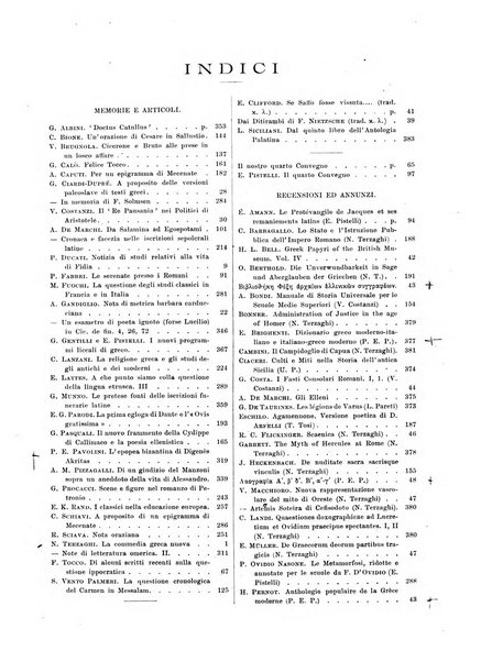 Atene e Roma bullettino della società italiana della diffusione e l'incoraggiamento degli studi classici