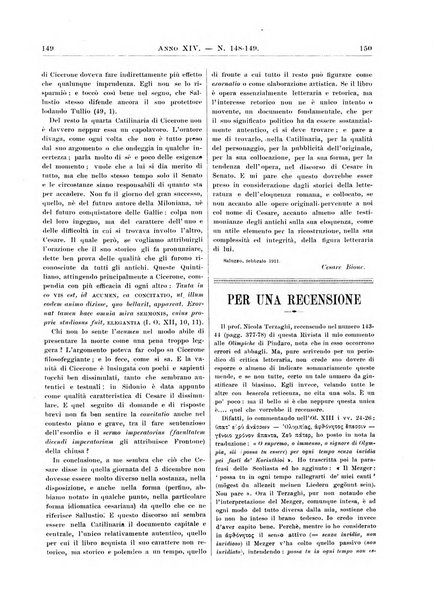 Atene e Roma bullettino della società italiana della diffusione e l'incoraggiamento degli studi classici