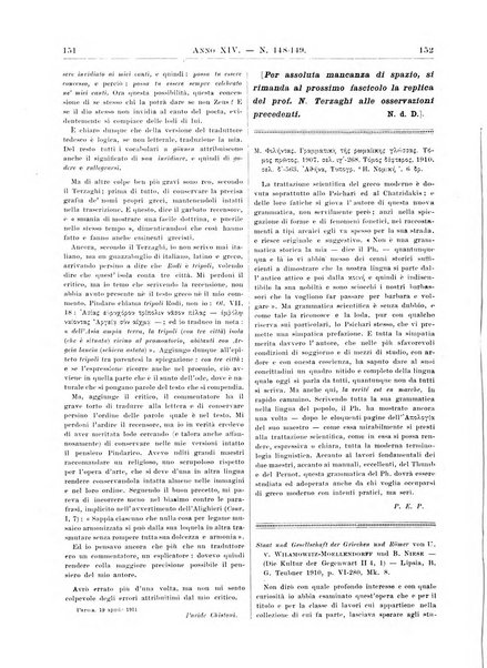 Atene e Roma bullettino della società italiana della diffusione e l'incoraggiamento degli studi classici