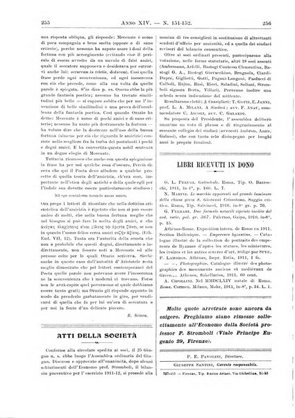 Atene e Roma bullettino della società italiana della diffusione e l'incoraggiamento degli studi classici