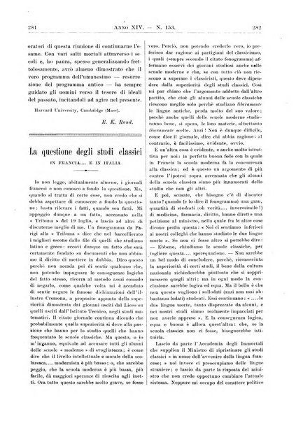 Atene e Roma bullettino della società italiana della diffusione e l'incoraggiamento degli studi classici